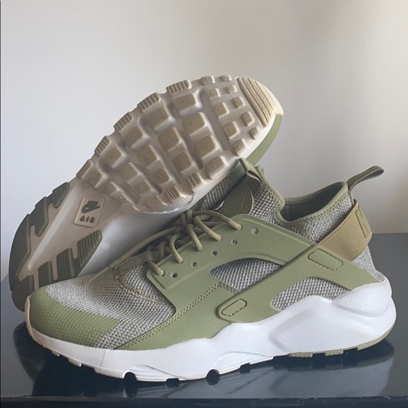 olive green and white huaraches